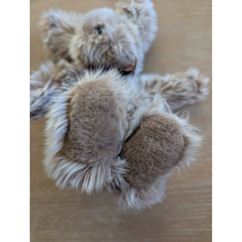 Vintage Gund Shaggy Brown Dog Plush Plaid Bow Tie‎ Soft Stuffed Animal Puppy Toy